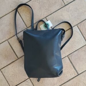 Anthropologie Black Leather Backpack NWT